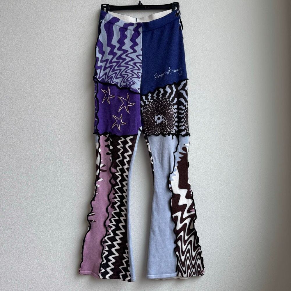 House of Sunny All The Small Things Patchwork Boho Bell Bottom Festival Pants 2